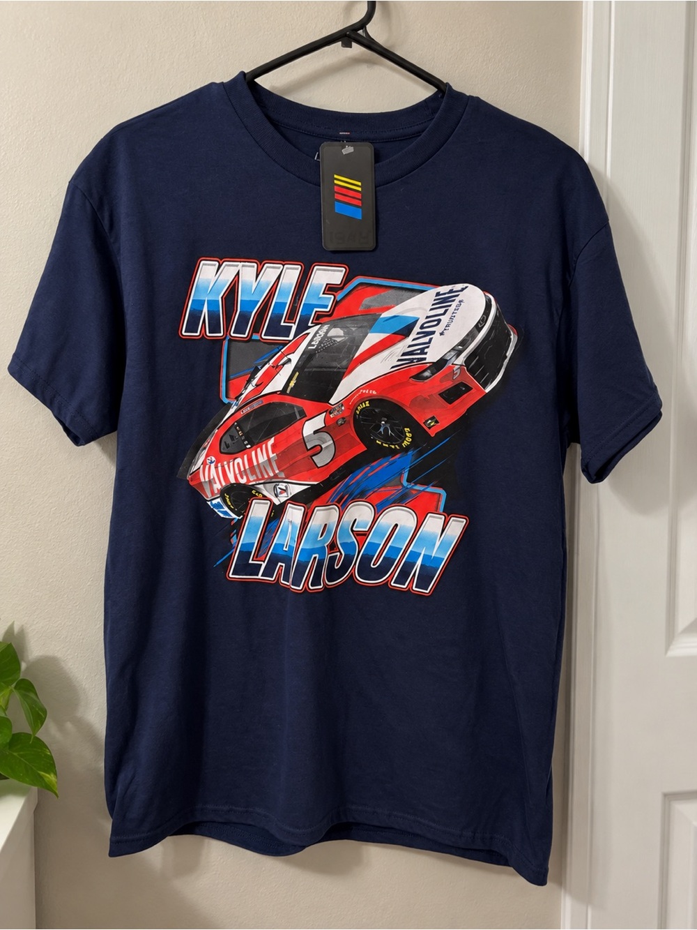 Kyle Larson Navy Kids Racing T-Shirt - Red & Blue Car Graphic